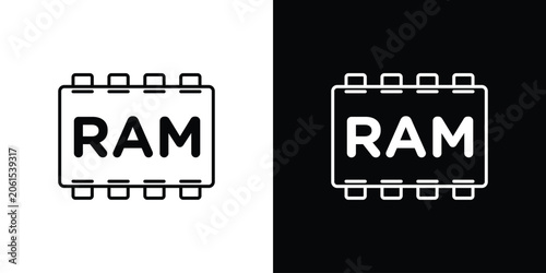 Schilderij op canvas Memory icon outlined in black and white. Editable icons