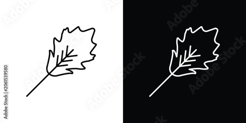 Fotografía Oak Leaf icon outlined in black and white. Editable icons