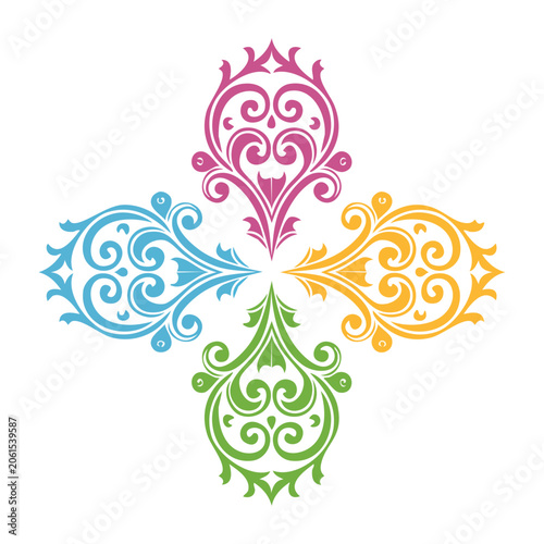 Colorful Floral Ornament Vector Design