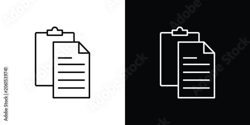 Tableau sur toile Paste icon outlined in black and white. Editable icons