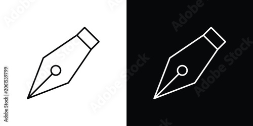 Schilderij op canvas Pen nib icon outlined in black and white. Editable icons