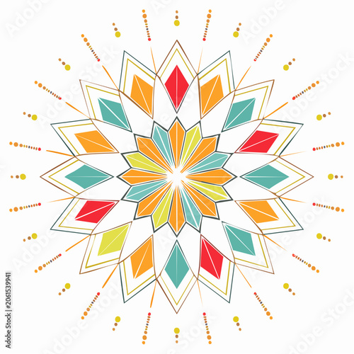 Geometric Mandala with Colorful Starburst Pattern