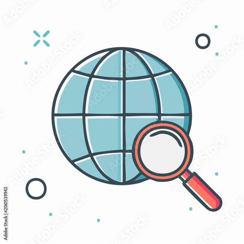 Globe and Magnifying Glass Icon
