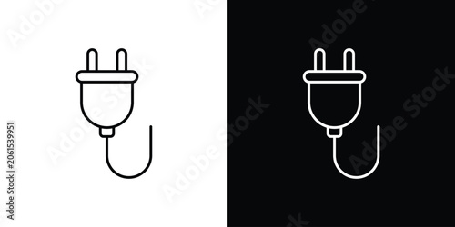 Obraz na plátně Plug icon outlined in black and white. Editable icons