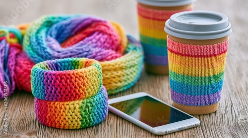 Rainbow Knit Accessories with Colorful Handmade Textiles and Pride Inspired Lifestyle Styling, Rainbow Knit Accessories for Diversity Celebration, Inclusive Fashion Trends and Creative Craft Community