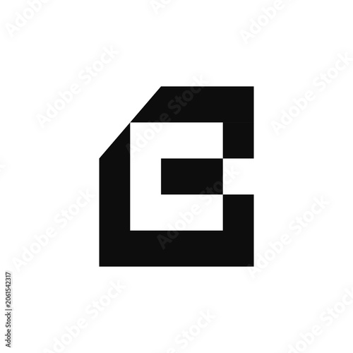 Minimalist black and white letter C logo design on transparent background