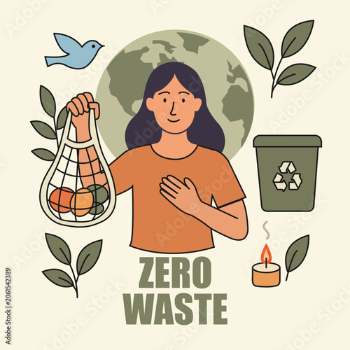 Eco-Friendly Woman with Reusable Bag