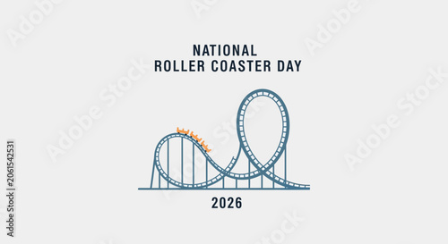 Foto National Roller Coaster Day 2026 Celebration Minimalist Graphic