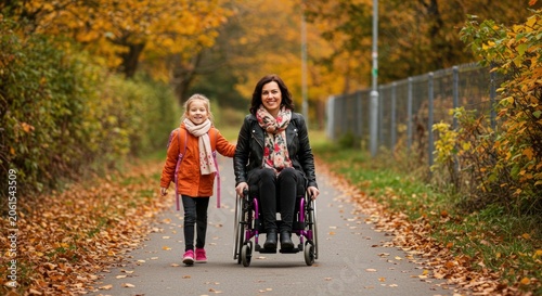Woman in wheelchair with girl.