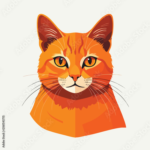 Stylized Vector Portrait of a Vibrant Orange Tabby Cat.
