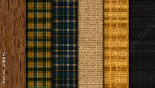 This graphic presents a comprehensive collection of twelve seamless textile fabric patterns arranged in a grid of two horizontal rows with six vertical panels each. The collection showcases a cozy, ru