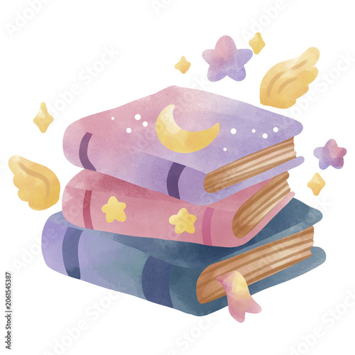 Cute capybara with wings flying in the cloudy sky, watercolor illustration. Dreamy fantasy animal vector.