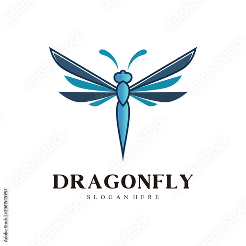 Minimalist Dragonfly Symbol with Creative Wing Design Premium Vector