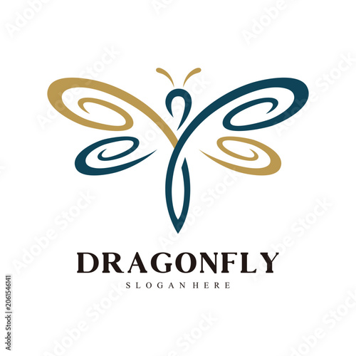 Minimalist Dragonfly Symbol with Creative Wing Design Premium Vector