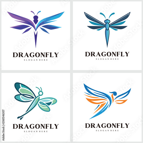 Creative Dragonfly Icon for Technology, Wellness and Eco Business Premium Vector
