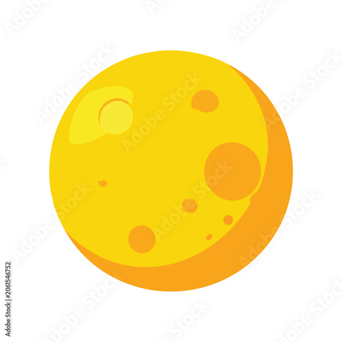 Flat vector illustration of a yellow full moon with craters.