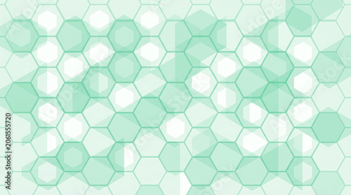 Abstract Geometric Hexagon Pattern Background with Soft Mint Green Tech Matrix