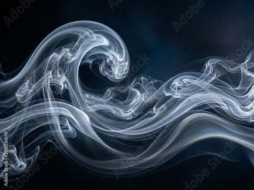 Abstract smoke forming wave like pattern with smooth curves