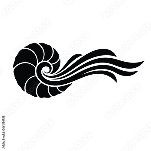 Detailed spiral seashell vector illustration with intricate patterns, marine life theme, isolated on white background
