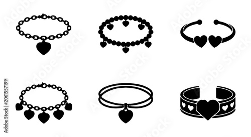 Canvastavla Heart Charm Bracelets, Choker Necklaces, Jewelry Icons, Fashion Accessories, Vec
