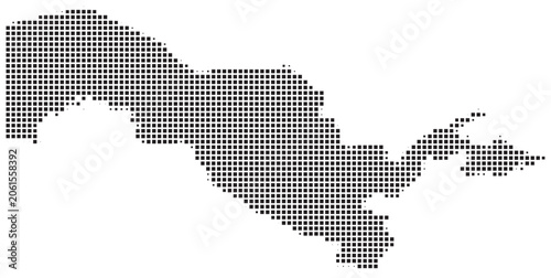 Square grid map of Uzbekistan in a dot matrix style vector illustration for presentation.
