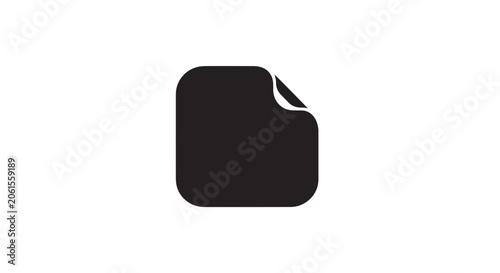 Minimalist black square folder icon with curled corner, modern design for digital organization