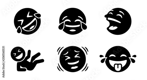Fotografie Laughing Emoji Icons, Joyful Faces, Humor Symbols, Vector Set for Digital Commun