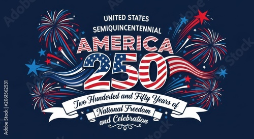 Usa 250th anniversary celebration design with fireworks