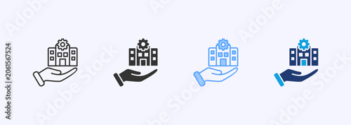 Φωτογραφία Building Management Icon Set Multiple Style Collection Vector Illustration
