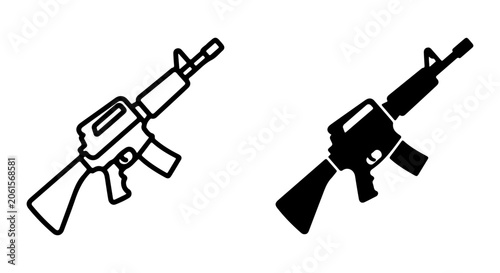 Bild auf Leinwand Assault Rifle Icon, Military Weapon Vector, Combat Firearm Silhouette, Modern Gu