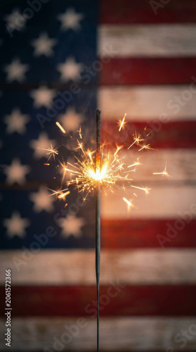American flag sparkler fireworks glow holiday night celebration energy pride. 4th july united state america us independence. patriotic freedom liberty celebration, explosion background