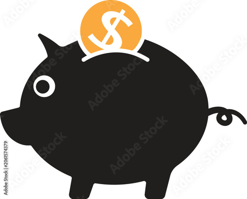 Piggy bank icon, symbolizing saving, financial growth, and investment