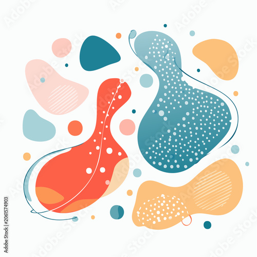 Abstract Organic Shapes with Gradient and Dots