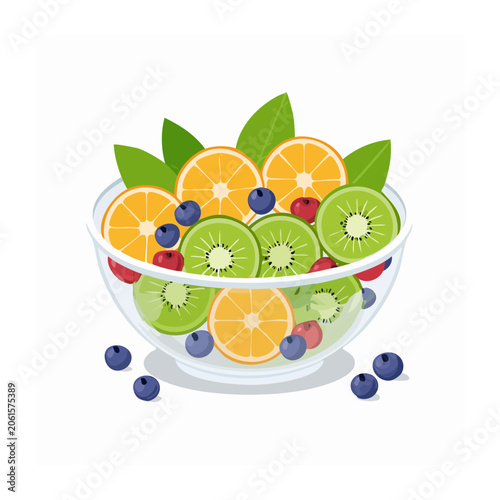 Flat fruit pattern with leaves and berries