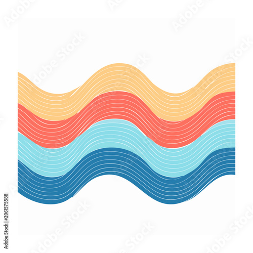 Wavy ribbon vector in red blue and yellow