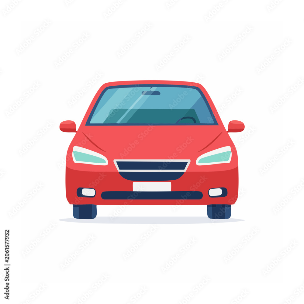 Fototapeta premium Red 3D render of a modern car front view