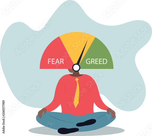 Photos Market sentiment, fear and greed index, emotional on stock market or crypto currency trading indicator, human life and situation