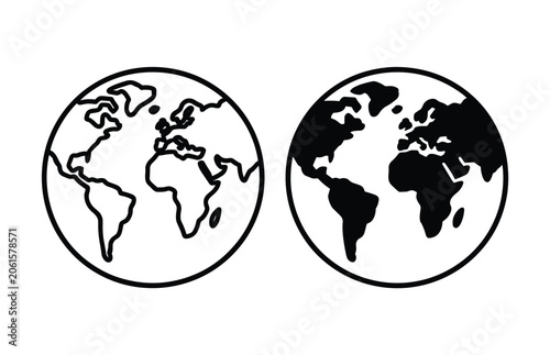 Canvastavla Two Globes, Two Views: A comparative representation of the Earth