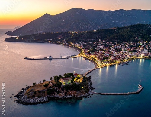 Coastal town at twilight glow (1)