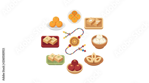 Konstfotografi Raksha Bandhan Celebration Concept with Rakhi and Traditional Indian Sweets