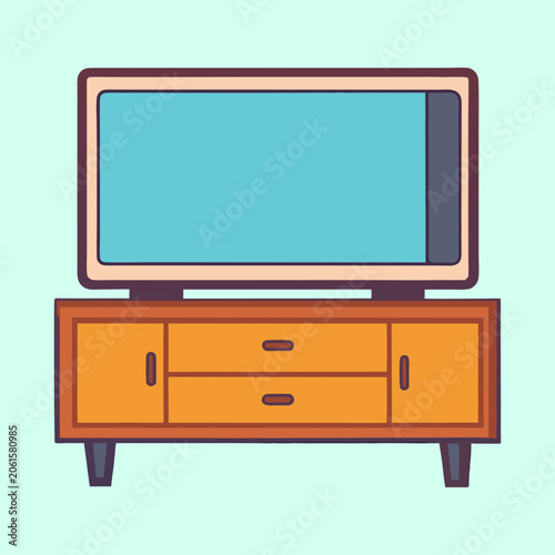фотографія Modern Living Room Entertainment Center with Television and Storage Cabinet