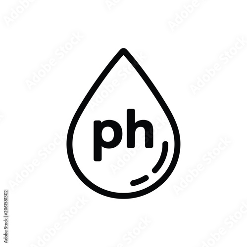 PH indicator Drop. A symbolic icon representing the measurement of acidity or alkalinity. chemical test, liquid sample, scientific symbol.
