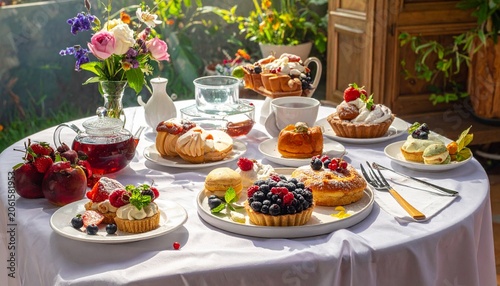 Elegant outdoor dessert tea party