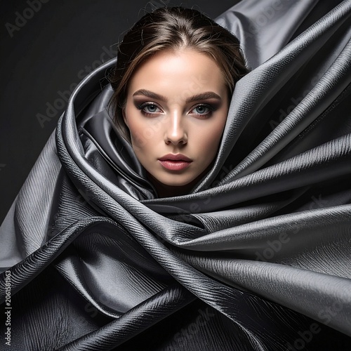 Elegant woman wrapped in silk
