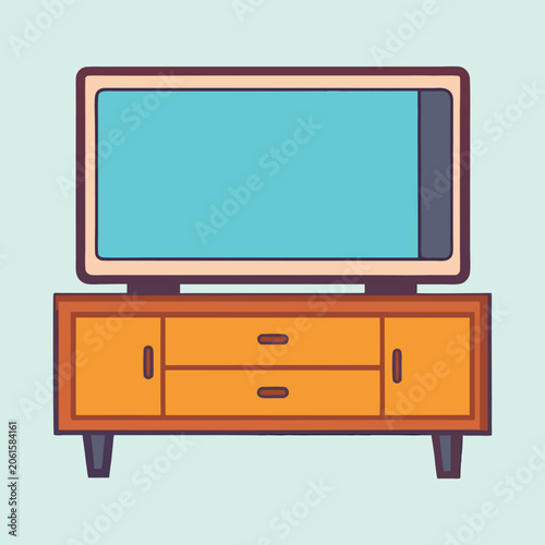 Εκτύπωση καμβά Modern Living Room Entertainment Center with Television and Storage Cabinet
