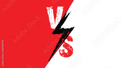 Tableau sur toile Red and white versus with lightning bolt.