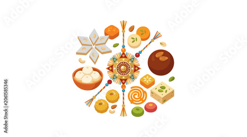 Konstfotografi Raksha Bandhan Celebration with Traditional Indian Sweets and Rakhi