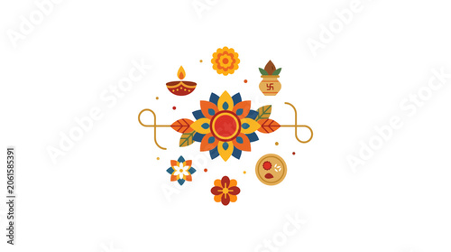 Canvastavla Raksha Bandhan Festival Celebration Design with Traditional Rakhi and Decorative