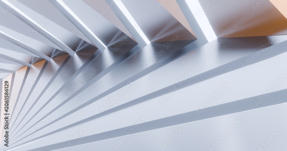Fototapeta premium Abstract architecture background geometric shapes in design interior 3d render