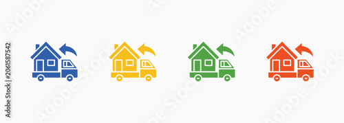 Fotografía Move In Icon Set Color Multiple Style Collection Illustration